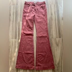 FREE PEOPLE Flare Bell Bottom Jeans Sz 28 Rusted Copper Women Denim Pants Summer